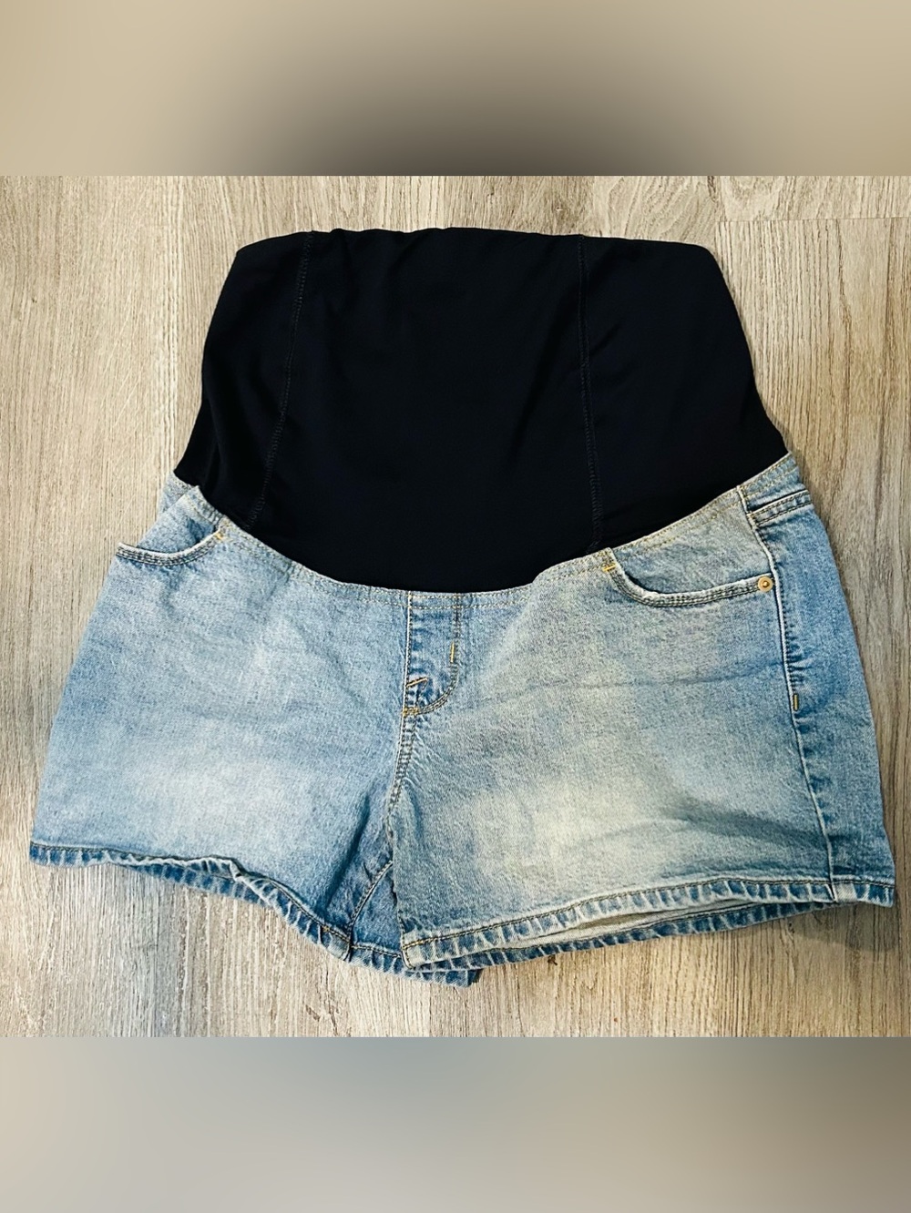 Denim Maternity Shorts with Black Stretch Waistband Sz 8